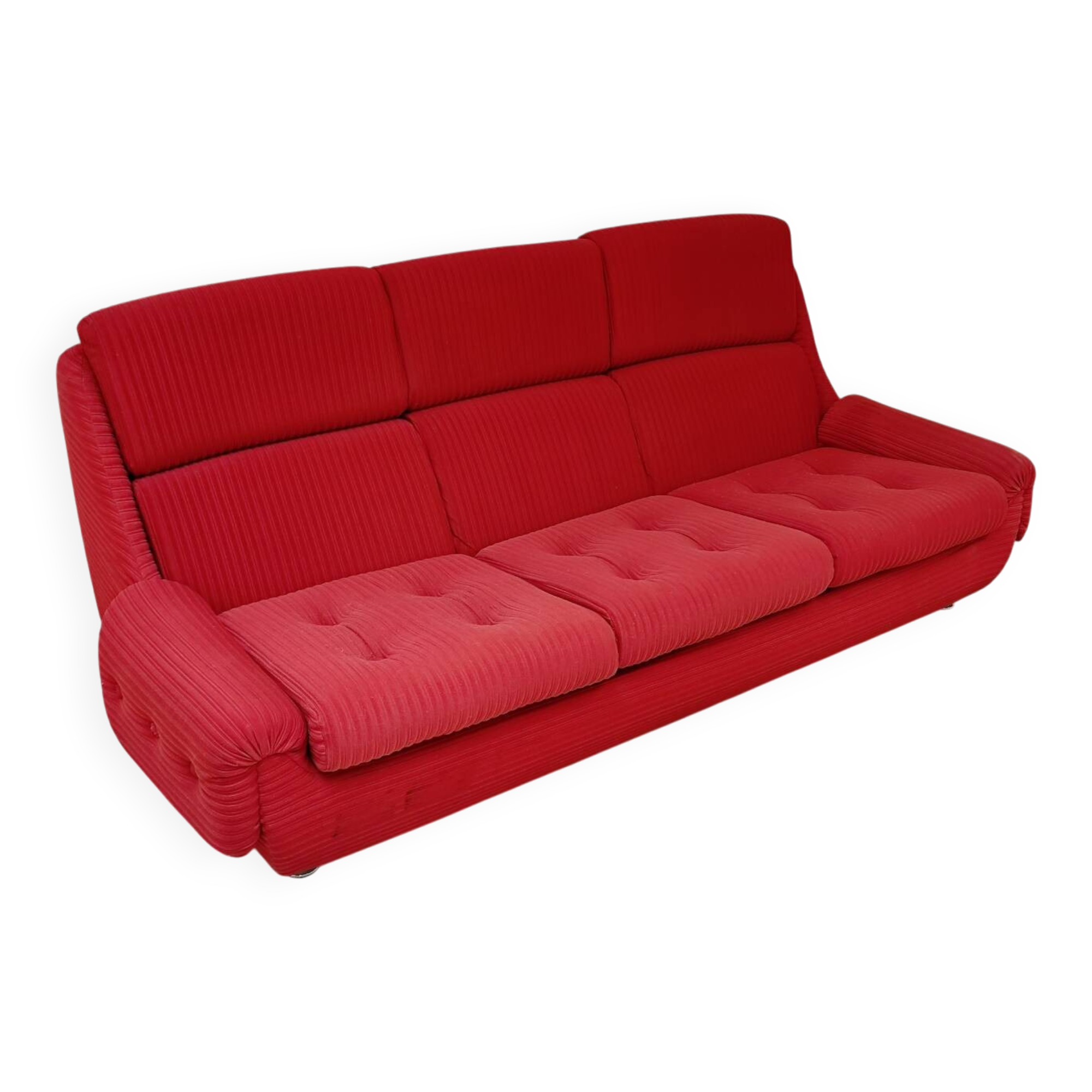 Canapé orange jitona ribbed fabric space age 1070