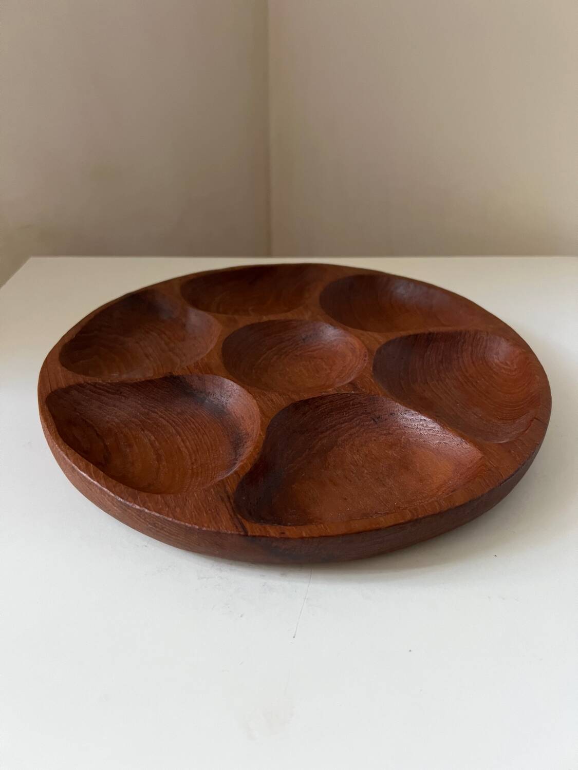 Vintage teak wood appetizer plate