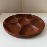 Vintage teak wood appetizer plate