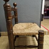 Charles Dudouyt (1885-1946) - Low chair in turned wood and straw - 1940