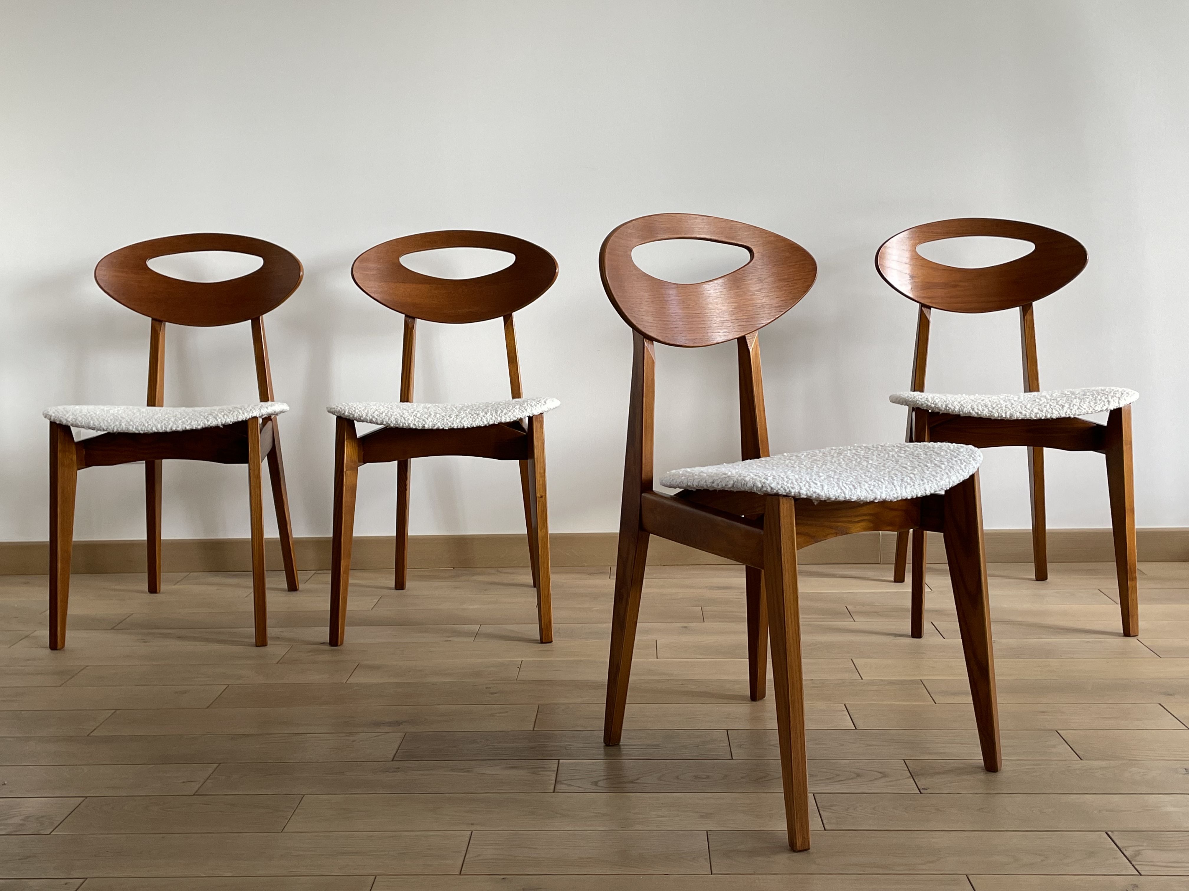 Lot 4 vintage chairs by Roger Landault for Sentou, France 1950