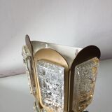 Scandinavian midcentury wall light in crystal and mat gold colored metal