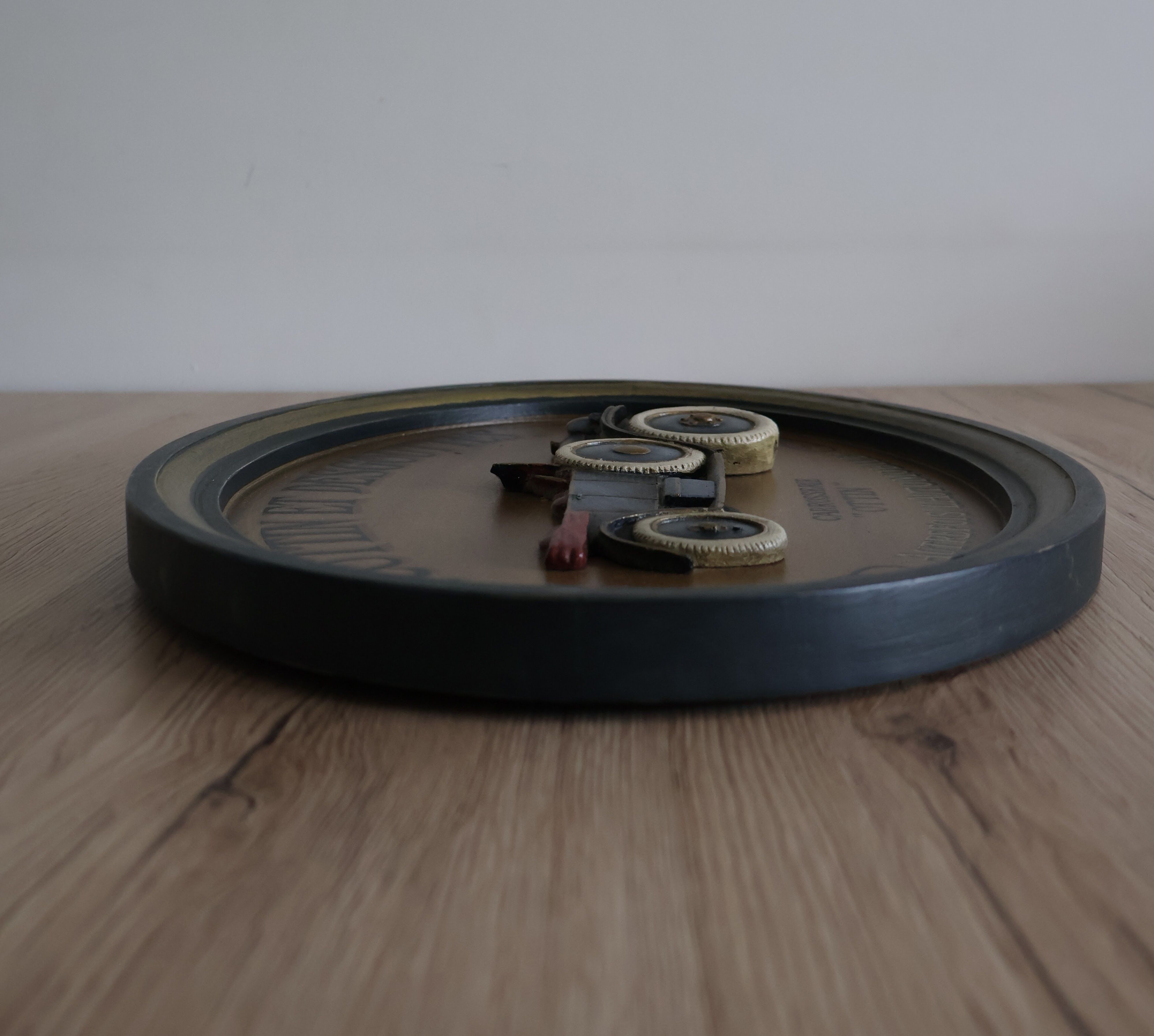 Wooden painting old car country corner 60s