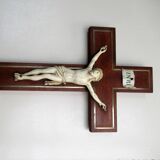 Crucifix XIX éme bois laiton -christ sculpté