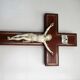 Crucifix 19th century wood brass - carved Christ
