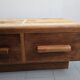 Vintage 1970 coffee table in solid oak & ceramic