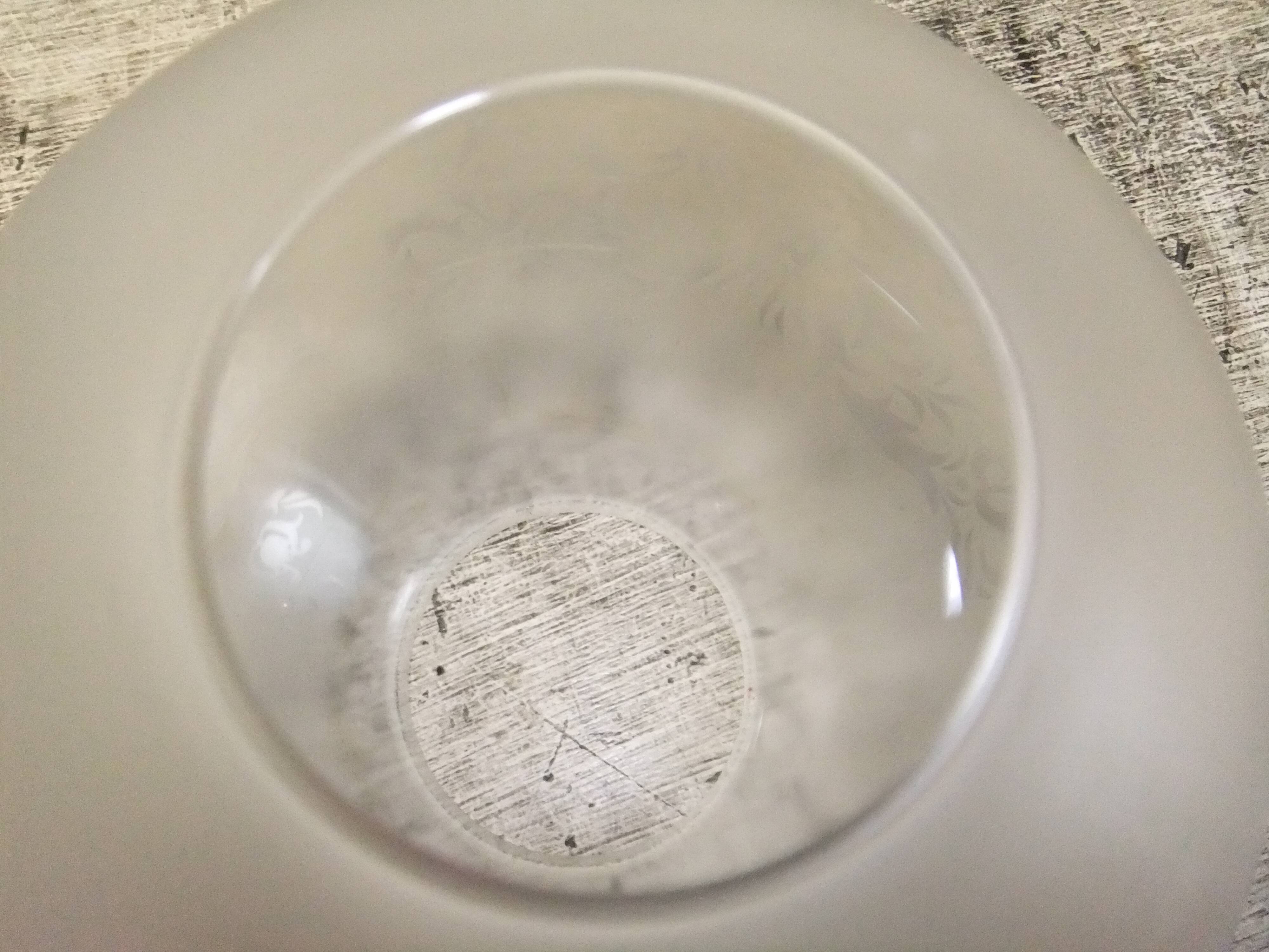 Engraved glass globe tulip oil lamp