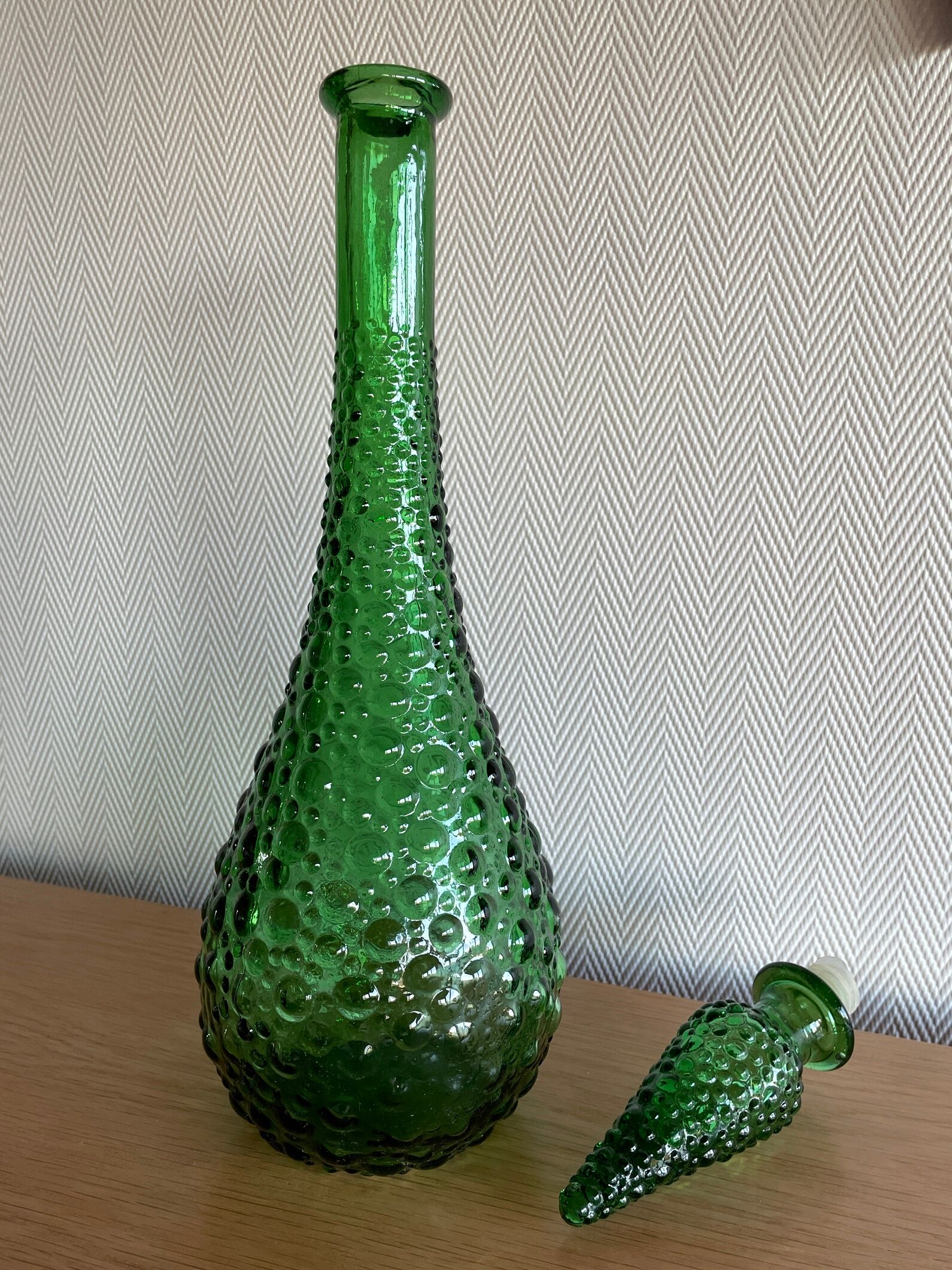 Empoli green glass bottle