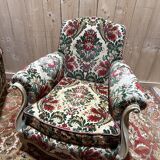 Pair of Louis XV style velvet bergère armchairs