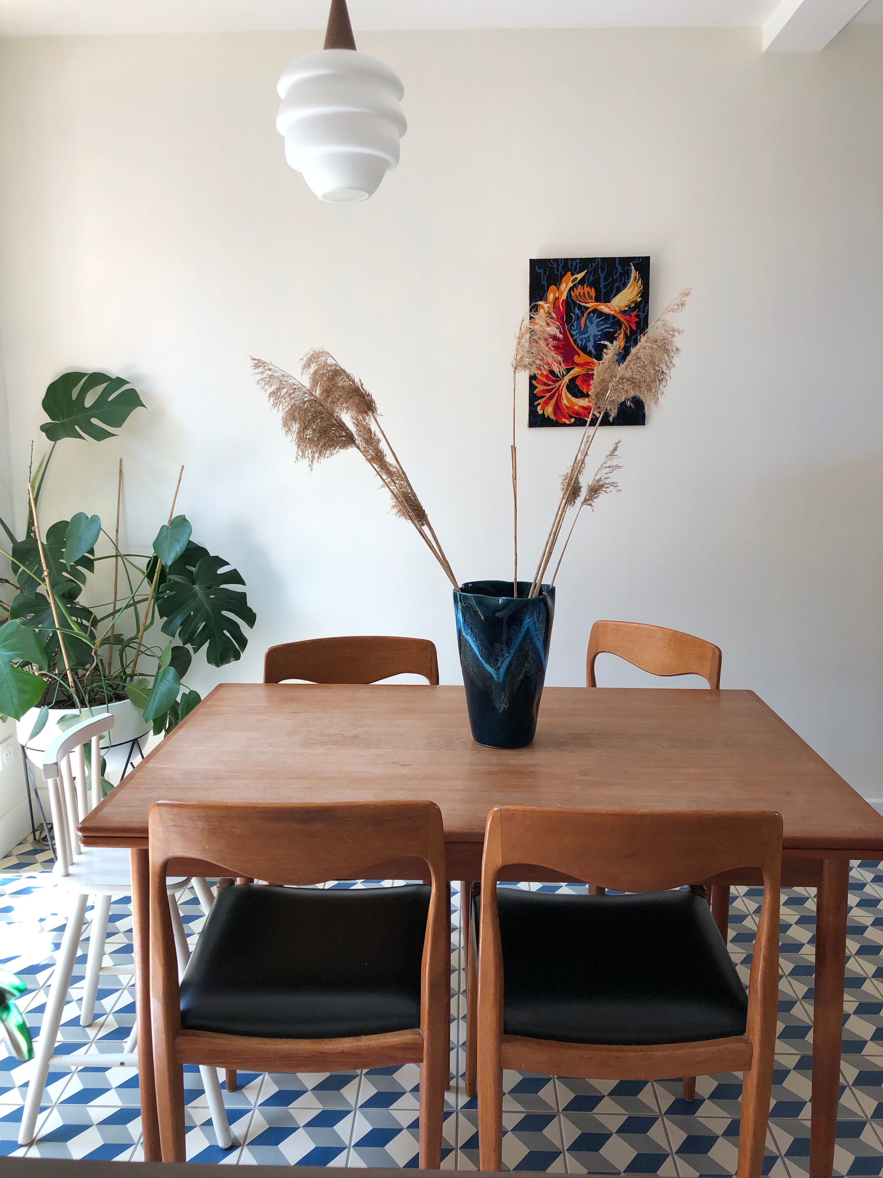 High ceramic vase glazed vintage blue