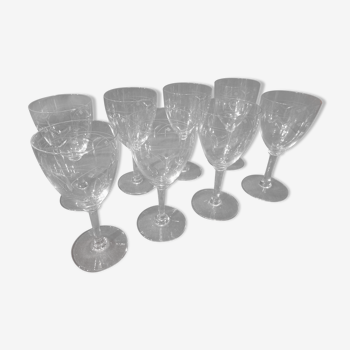 8 engraved crystal glasses cut