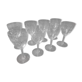 8 engraved crystal glasses cut