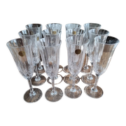Set of 12 vintage Italian crystal champagne flutes Capri model with original boxes