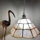 Vintage mother-of-pearl and brass lampshade pendant light