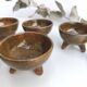 Set 6 bols tripodes terre cuite forme anthropomorphe