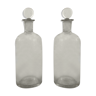 2 flacons anciens en verre
