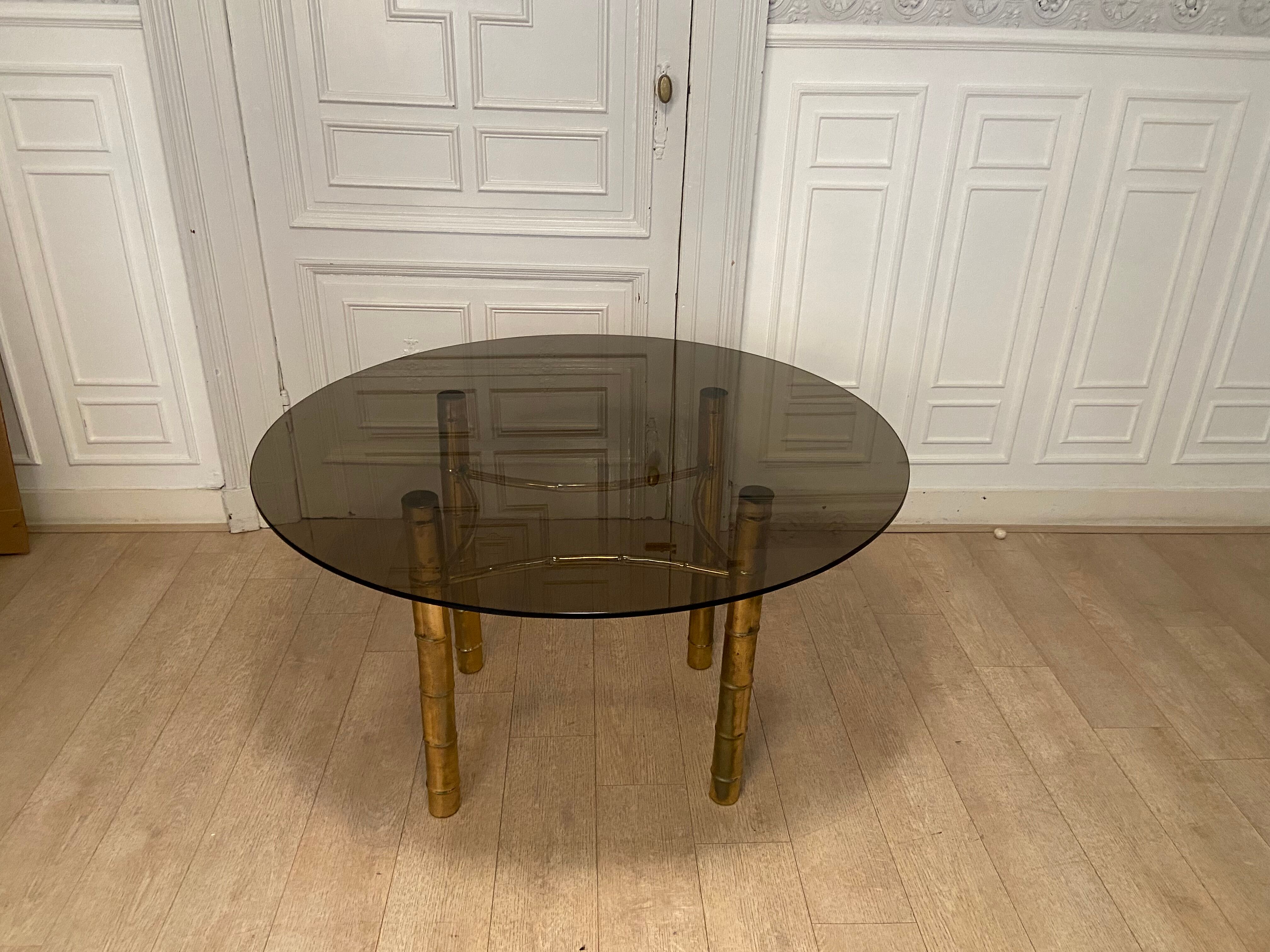 Dining table, fake golden bamboo, 1970s