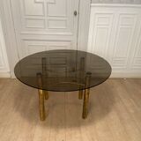 Table à manger, faux bambou doré, 1970s