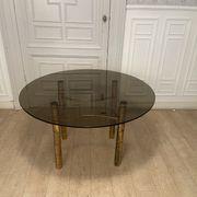 Table à manger, faux bambou doré, 1970s