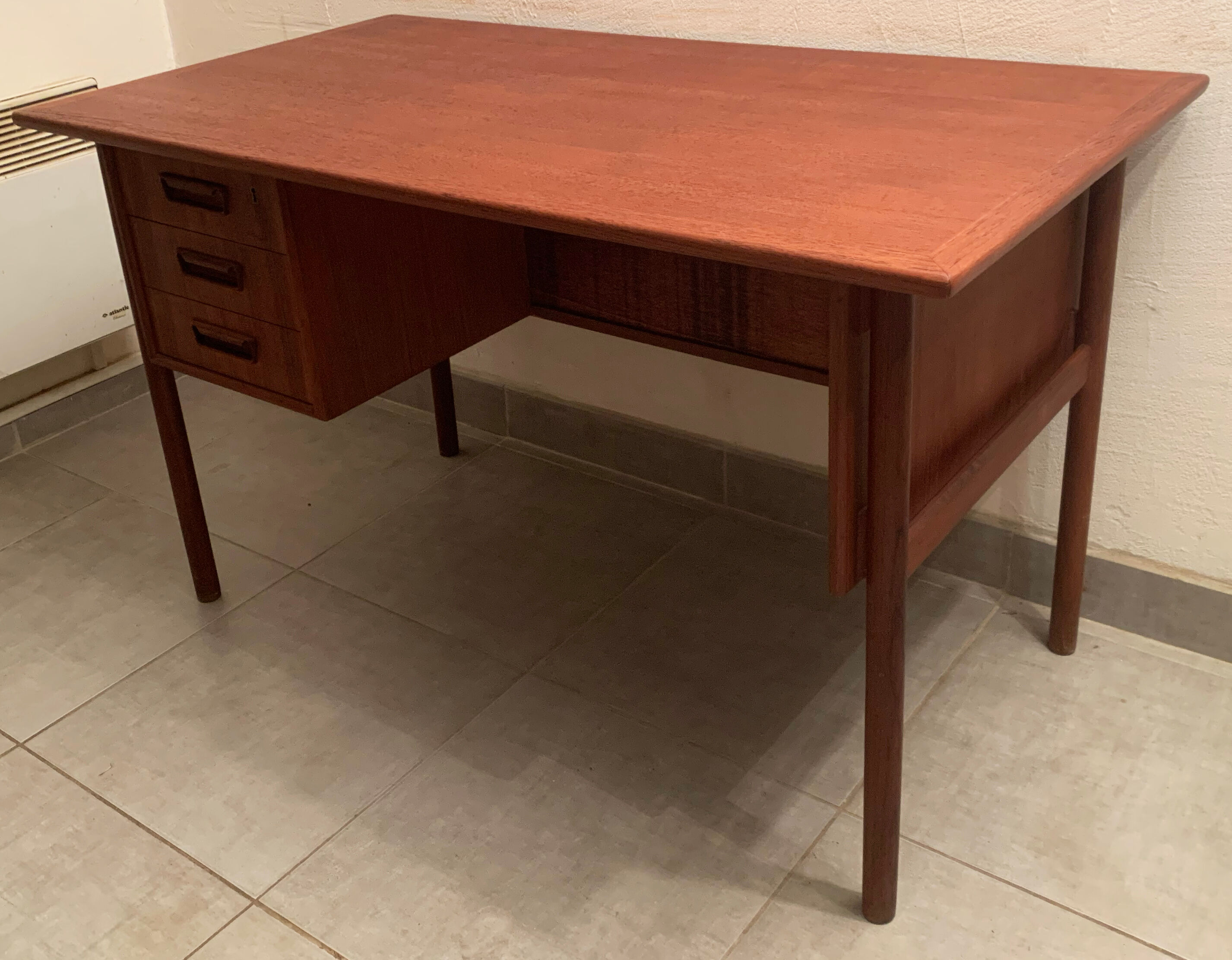 Vintage Danish teak desk by Gunnar Nielsen Tibergaard, 1960