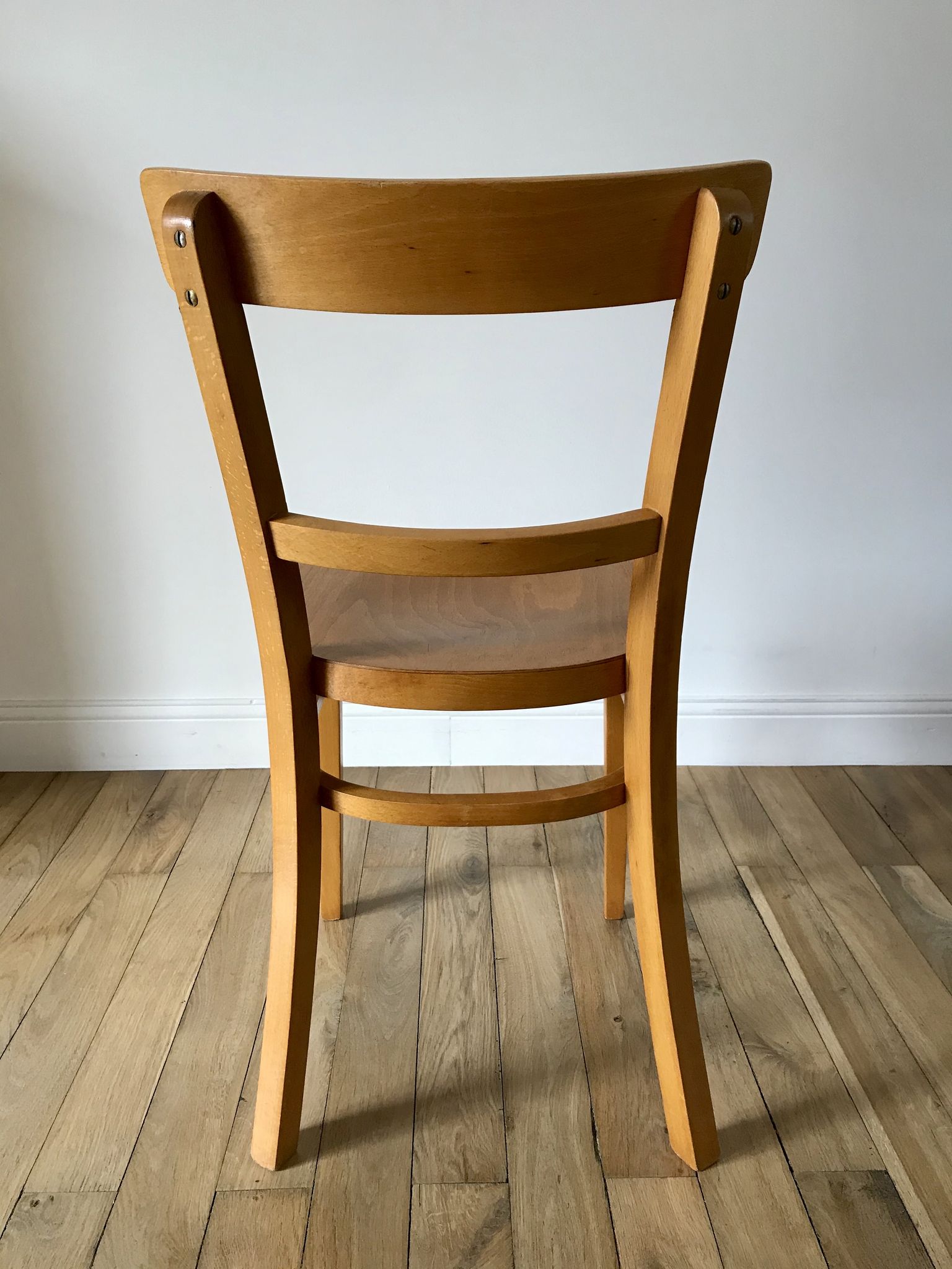 set of 4 Thonet bistro chairs in curved wood honey Mid-Century 50s