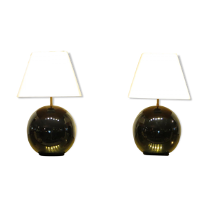 Paire de lampe porcelaine - noire
