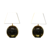 Pair of black porcelain lamp