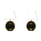 Pair of black porcelain lamp