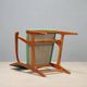 Vintage wooden and fabric armchair, Italian design from the 1950s.