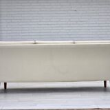1970s, 3-seater Danish sofa, beige/white furniture wool, teak wood legs.