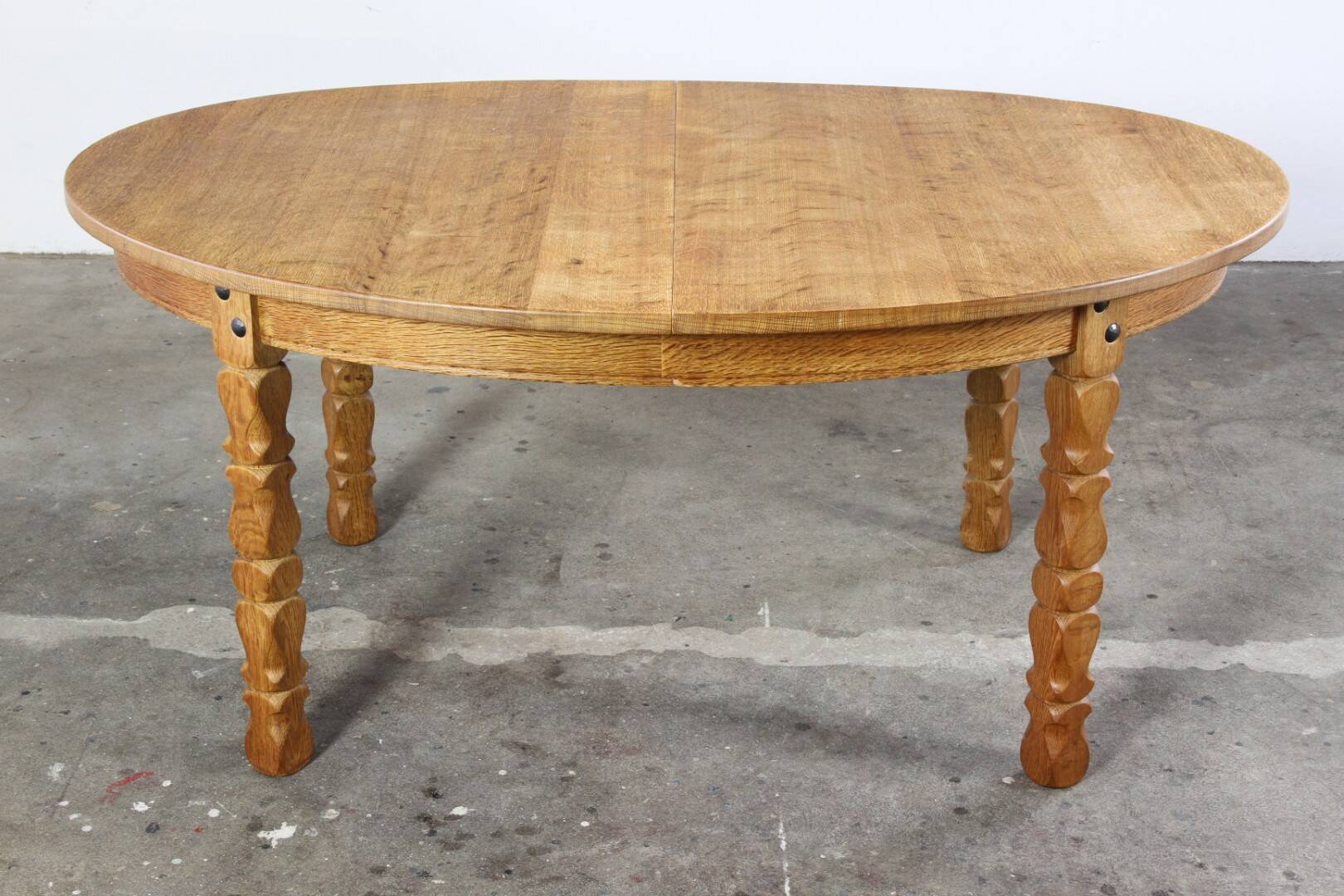 Vintage Oval Danish Oak Dining Room Table, H. Kjærnulf style, 1960s