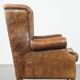 Grand fauteuil à oreilles en cuir de mouton de style anglais vintage