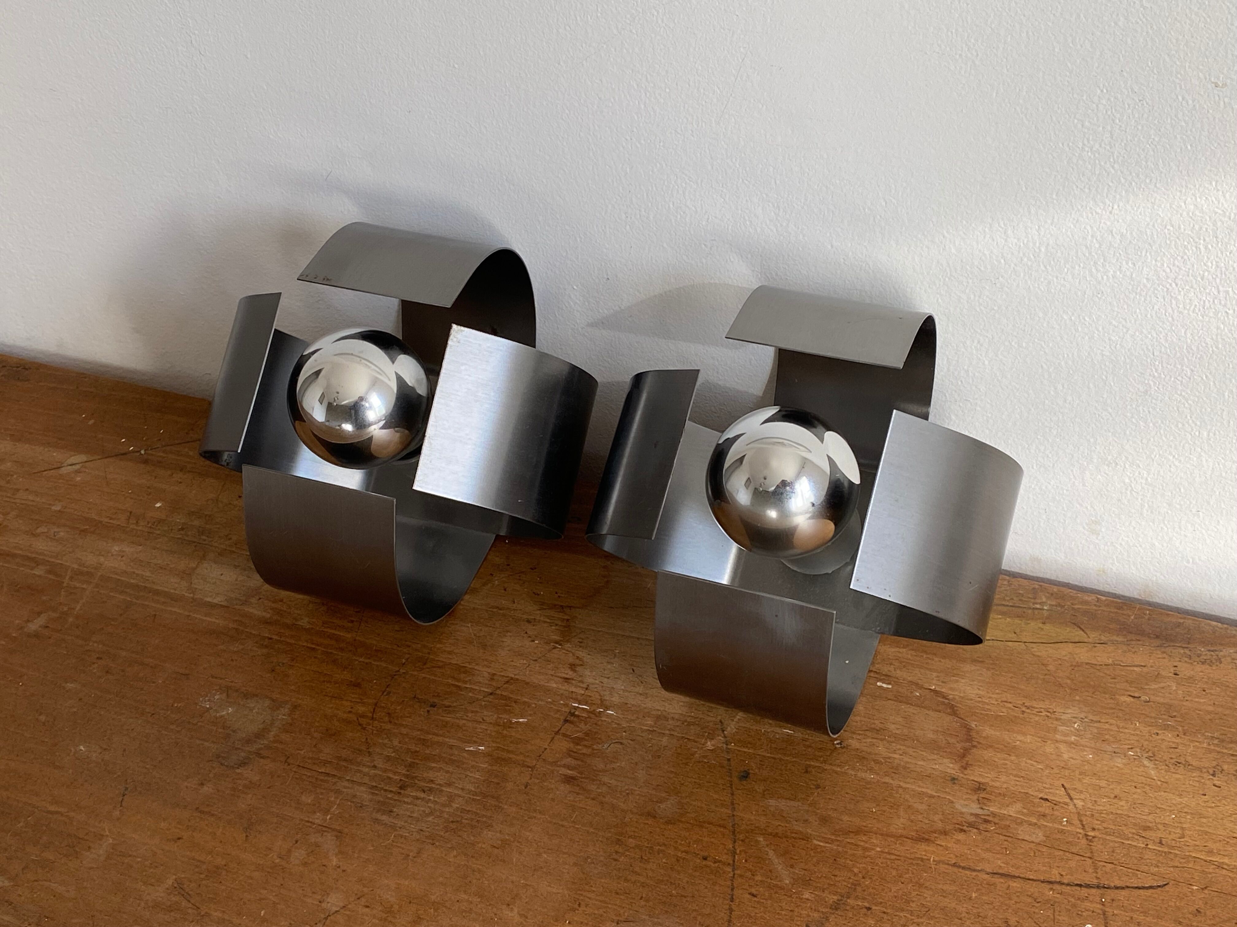 Pair of "Space age" wall lamps. 1970s