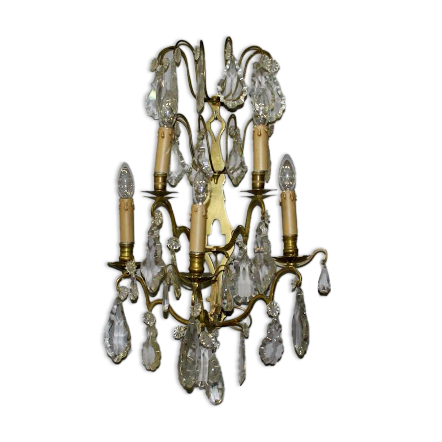 Large Bronze Wall Light with Pendants