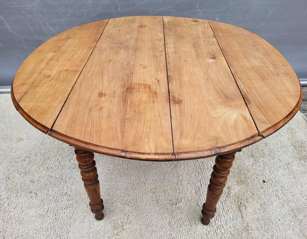Table guéridon campagne d'appoint Orme à 2 pans rabattables