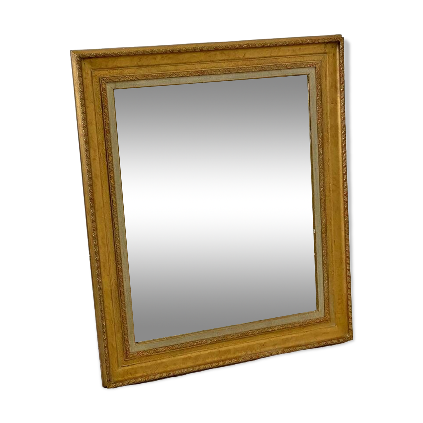 Louis XVI style wood and gilded stucco mirror