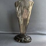 Art Deco smoked glass vase