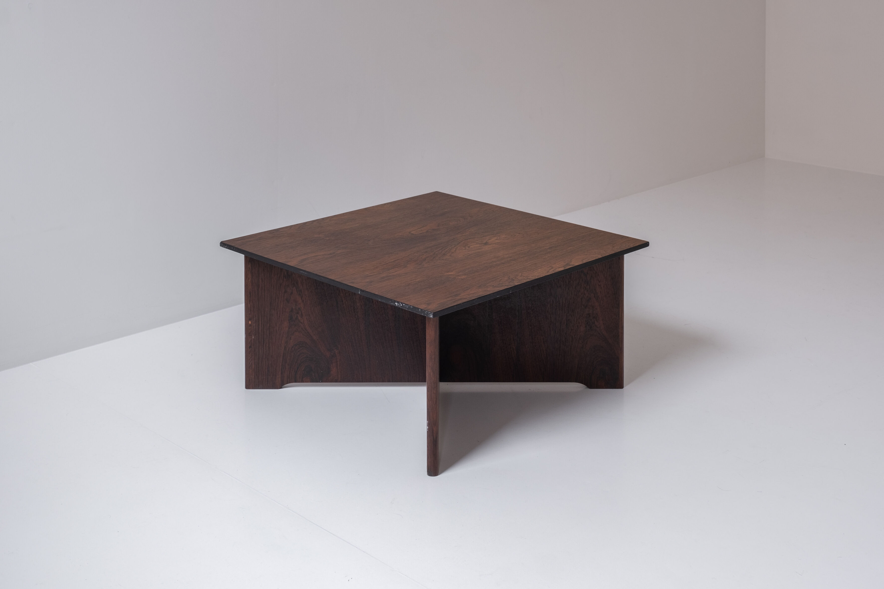Rosewood square coffee table from Denmark, designed in the 1960s.