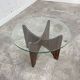 1950s glass and rosewood coffee table