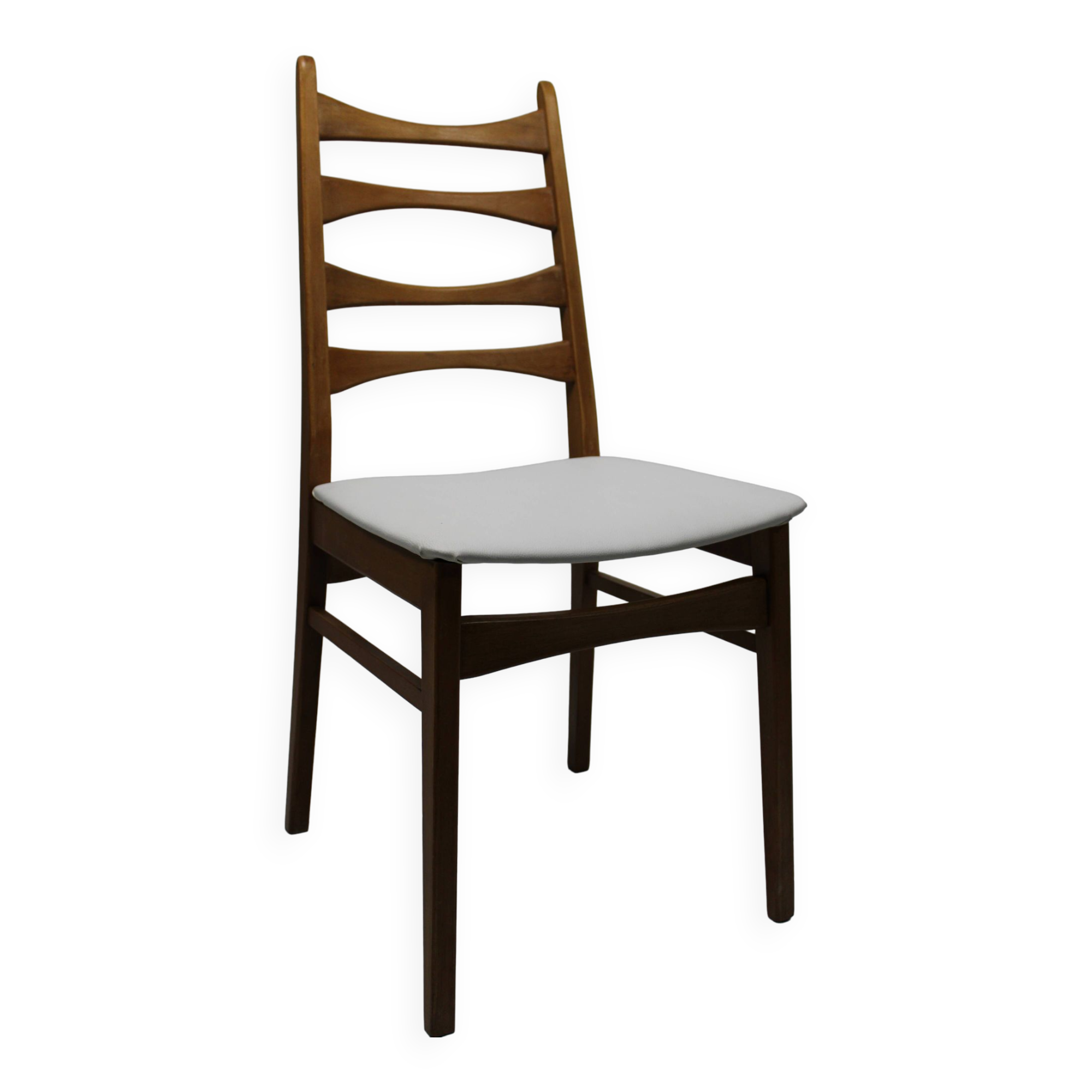 Vintage hellerau chair in teak and white skai 1960 suede