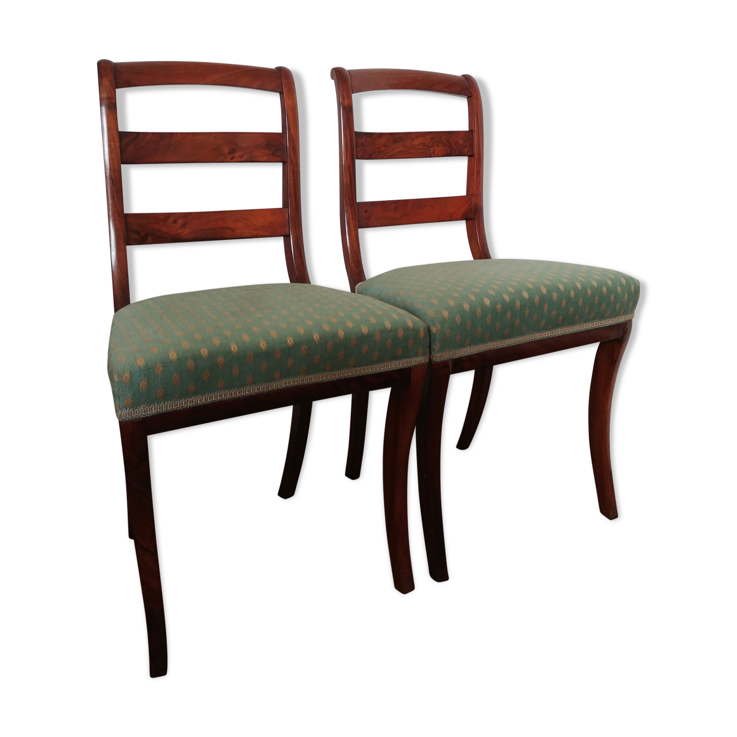 Pair of old time Chair mahogany restoration. 19th.