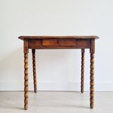 Turned wood side table - and its drawer