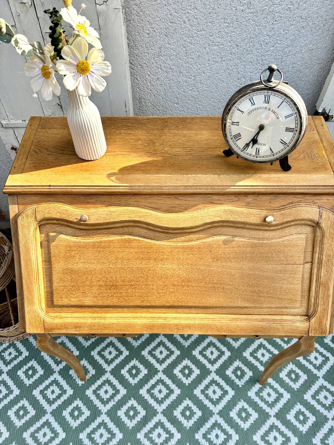 Raw wood donkey back secretary