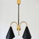 Mid-Century Modern pendant light, brass and metal, 1970s.