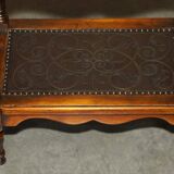 Theodore Alexander bookshelf shelf, solid wood, embossed leather.