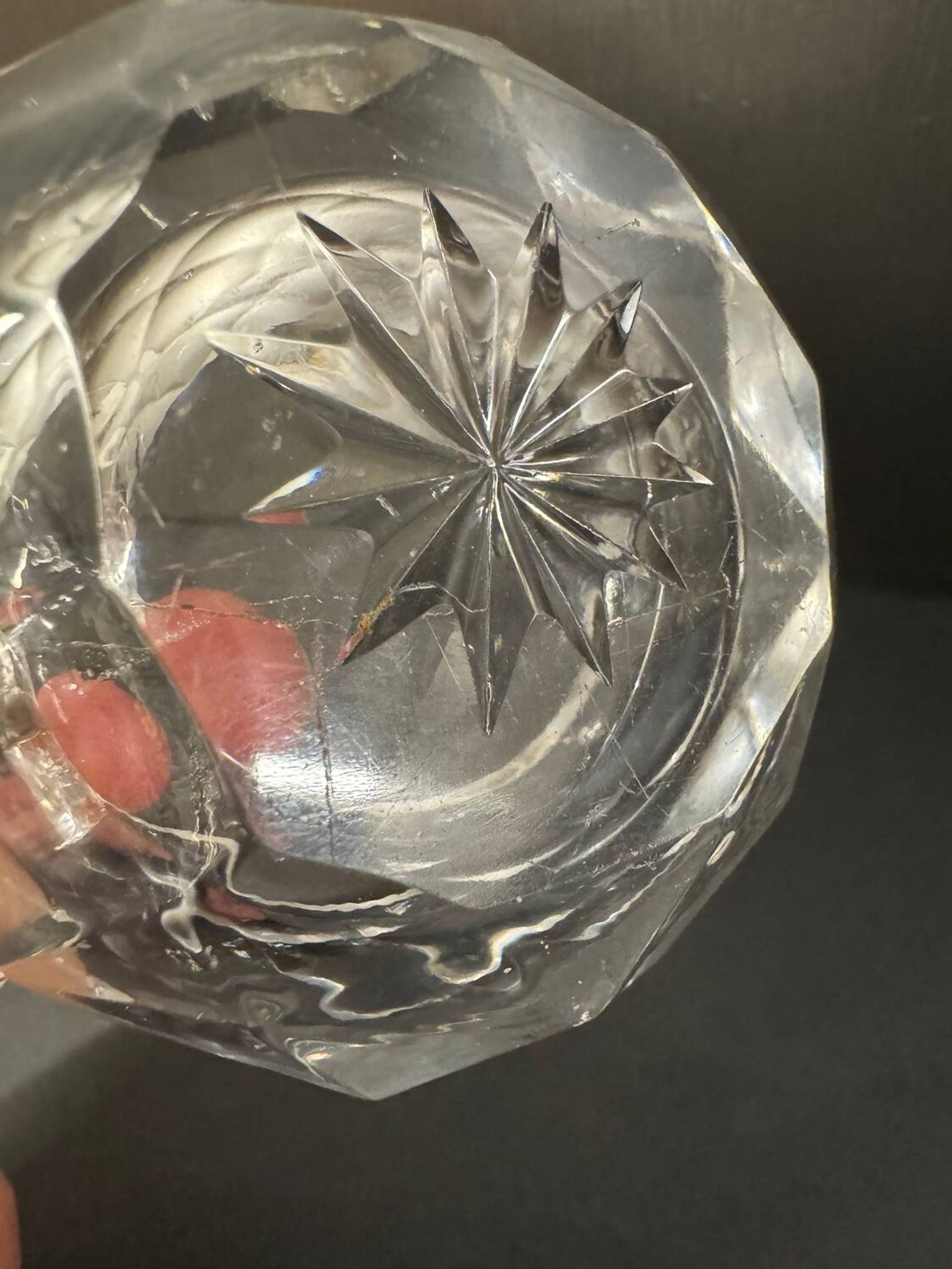 Baccarat double cut crystal salt cellar with metal mount