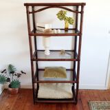 Étagère Roche Bobois,  bambou et verre fumé 1970