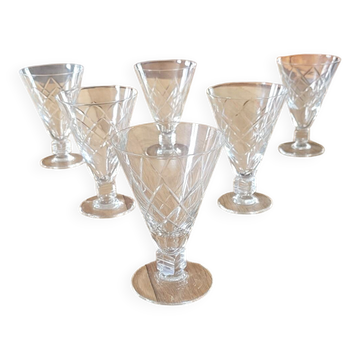 6 engraved glass stemware glasses