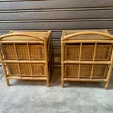 Pair of rattan bedside tables 1970s
