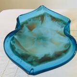 Blue and gold art deco glass dish